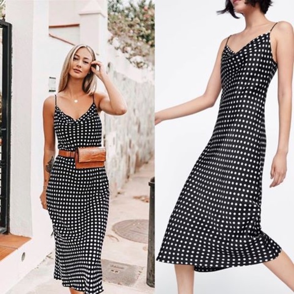 Polka dot slip dress zara clearance